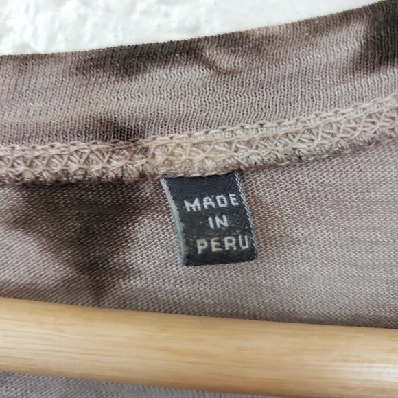 Vince Women's Crew Brown & Tan Tie Dye Splatter Pocket Folded Oversize Shirt S - Picture 11 of 16